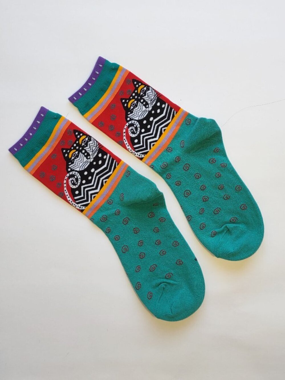 Laurel Burch Tapestry Bag & Crew Socks *BUNDLE Boho Whimsy Artsy Cats Felines - Picture 13 of 13